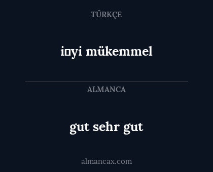 gut sehr gut - i̇yi mükemmel