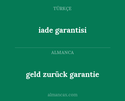 iade garantisi - geld zurück garantie