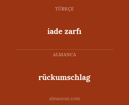 rückumschlag - iade zarfı