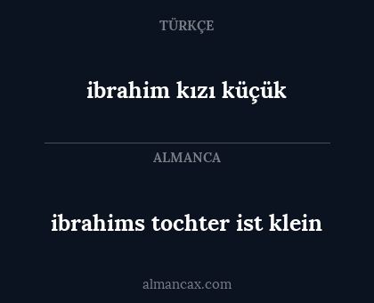 ibrahims tochter ist klein - ibrahim kızı küçük