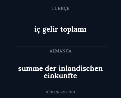 summe der inlandischen einkunfte - iç gelir toplamı