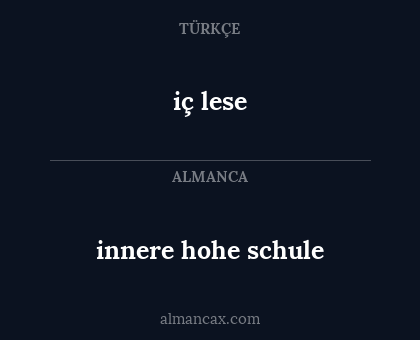 innere hohe schule - iç lese
