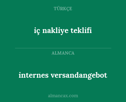 internes versandangebot - iç nakliye teklifi