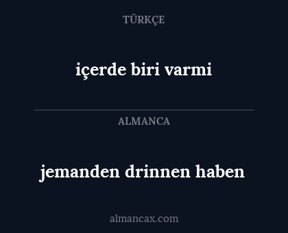 jemanden drinnen haben - içerde biri varmi