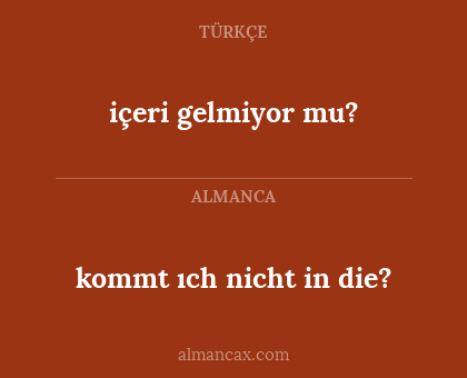 kommt ıch nicht in die? - içeri gelmiyor mu?