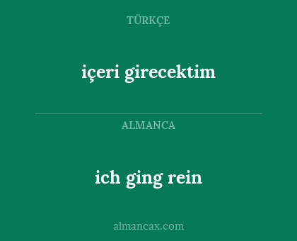 ich ging rein - içeri girecektim