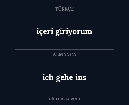 ich gehe ins - içeri giriyorum