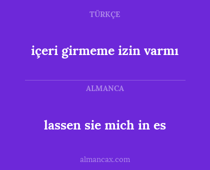 lassen sie mich in es - içeri girmeme izin varmı