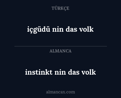 içgüdü nin das volk - instinkt nin das volk