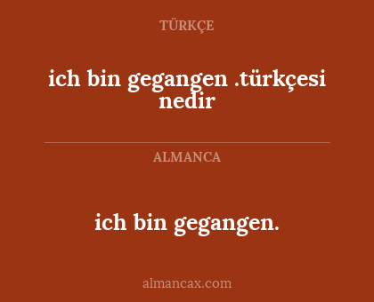 ich bin gegangen. - ich bin gegangen .türkçesi nedir