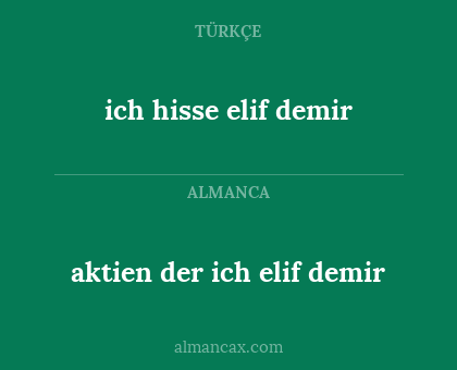 ich hisse elif demir - aktien der ich elif demir