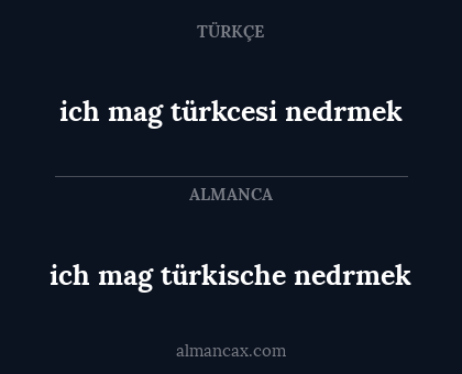 ich mag türkcesi nedrmek - ich mag türkische nedrmek