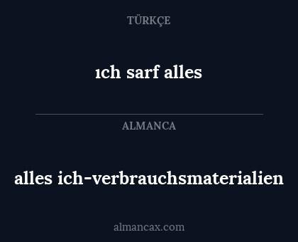 ıch sarf alles - alles ich-verbrauchsmaterialien