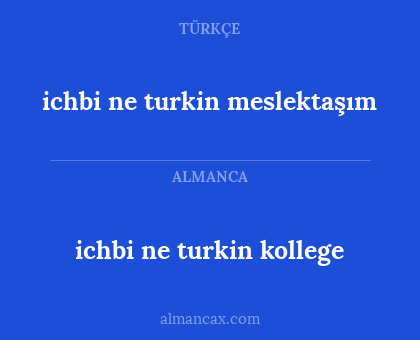 ichbi ne turkin meslektaşım - ichbi ne turkin kollege