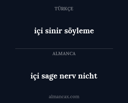 içi sage nerv nicht - içi sinir söyleme