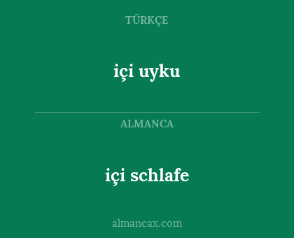 içi uyku - içi schlafe