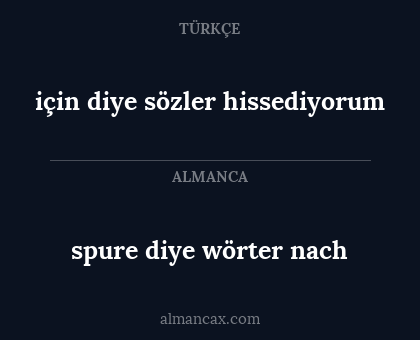 için diye sözler hissediyorum - spure diye wörter nach