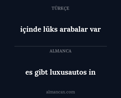 içinde lüks arabalar var - es gibt luxusautos in