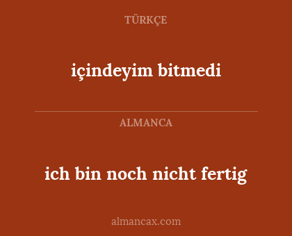 içindeyim bitmedi - ich bin noch nicht fertig