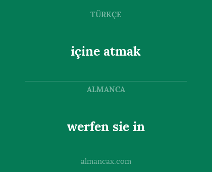 werfen sie in - içine atmak