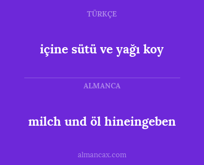 milch und öl hineingeben - içine sütü ve yağı koy