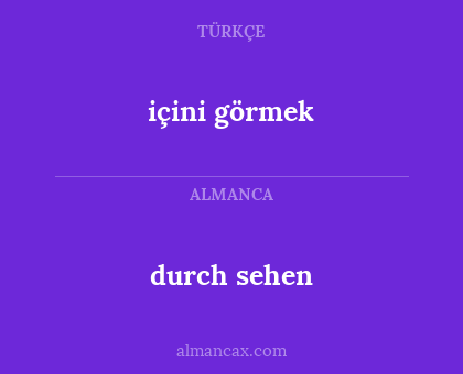 durch sehen - içini görmek