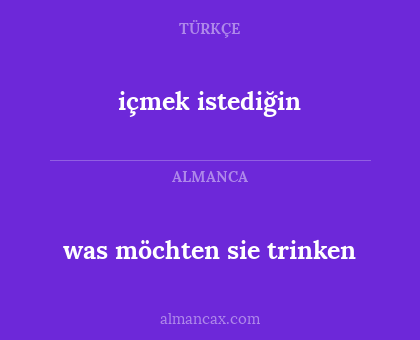 was möchten sie trinken - içmek istediğin