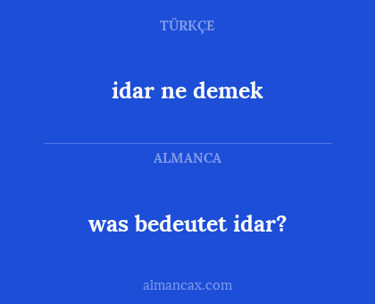 was bedeutet idar? - idar ne demek