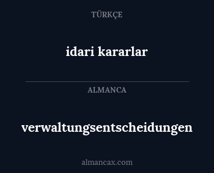 verwaltungsentscheidungen - idari kararlar