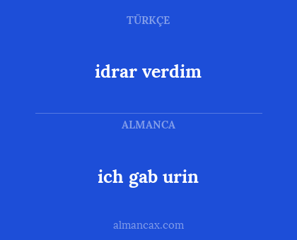 ich gab urin - idrar verdim