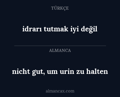 idrarı tutmak iyi değil - nicht gut, um urin zu halten