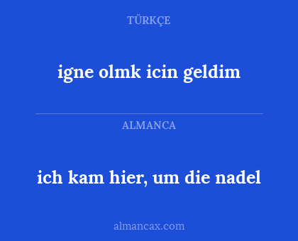 igne olmk icin geldim - ich kam hier, um die nadel
