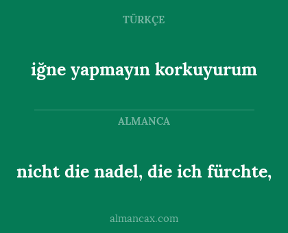iğne yapmayın korkuyurum - nicht die nadel, die ich fürchte,