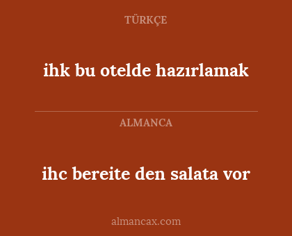 ihc bereite den salata vor - ihk bu otelde hazırlamak