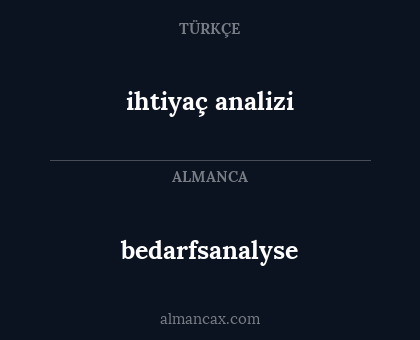 bedarfsanalyse - ihtiyaç analizi