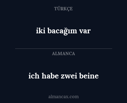 ich habe zwei beine - iki bacağım var