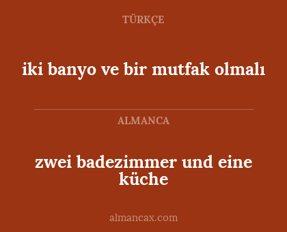 zwei badezimmer und eine küche - iki banyo ve bir mutfak olmalı