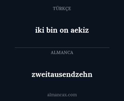 iki bin on aekiz - zweitausendzehn