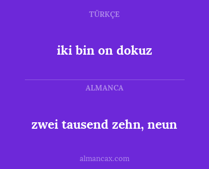 iki bin on dokuz - zwei tausend zehn, neun