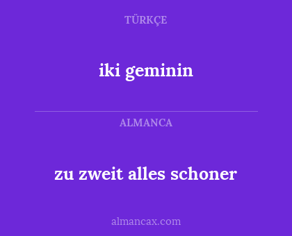 iki geminin - zu zweit alles schoner