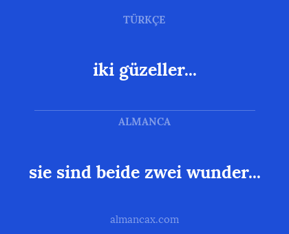 sie sind beide zwei wunder... - iki güzeller...