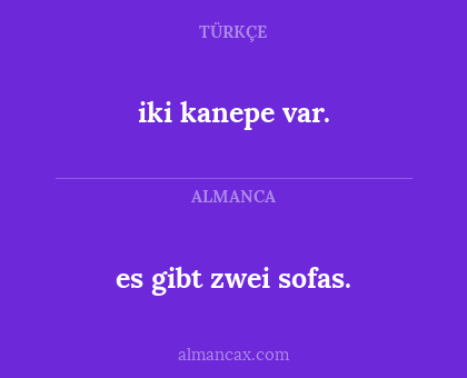 iki kanepe var. - es gibt zwei sofas.