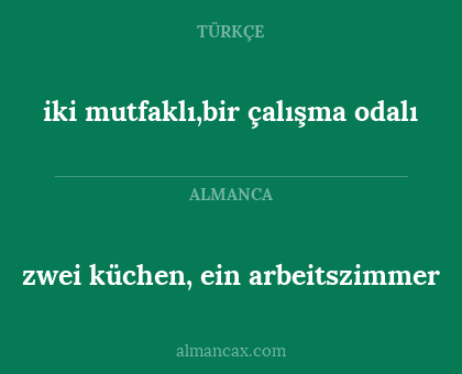 zwei küchen, ein arbeitszimmer - iki mutfaklı,bir çalışma odalı