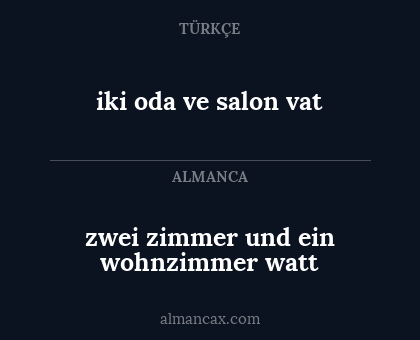 iki oda ve salon vat - zwei zimmer und ein wohnzimmer watt