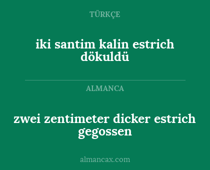 iki santim kalin estrich dökuldü - zwei zentimeter dicker estrich gegossen