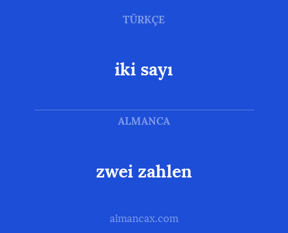 iki sayı - zwei zahlen