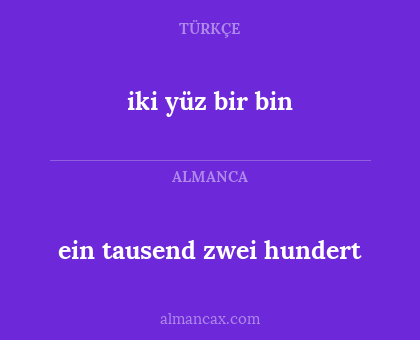 ein tausend zwei hundert - iki yüz bir bin