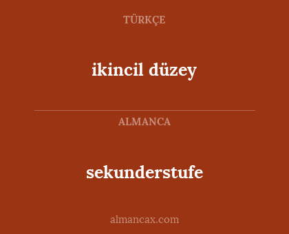 ikincil düzey - sekunderstufe