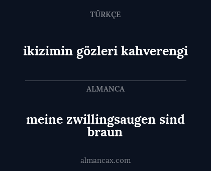 meine zwillingsaugen sind braun - ikizimin gözleri kahverengi