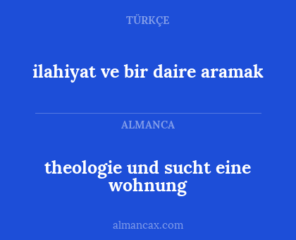 ilahiyat ve bir daire aramak - theologie und sucht eine wohnung
